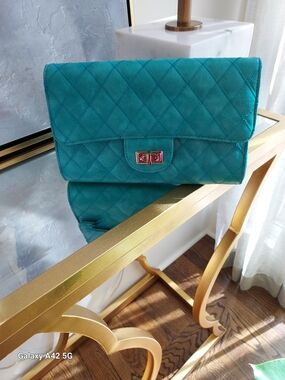 Quilted Teal Shoulder Bag - Women's Designer-Inspired Clutch